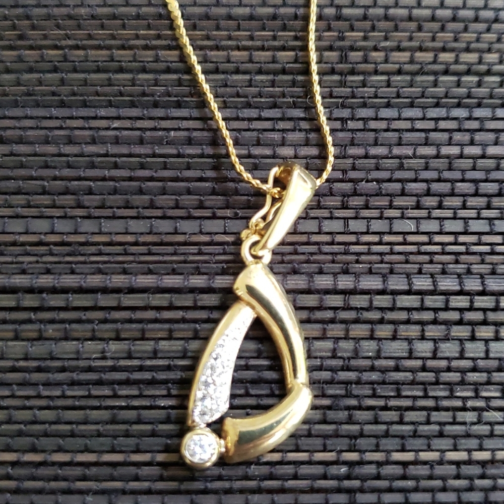 VTG 333er gold pendant/w. diamonds on 333er chain - Picture 5 of 9